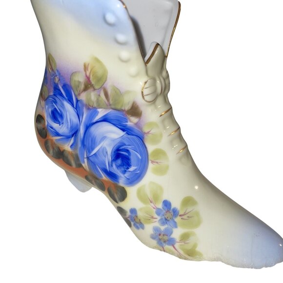 Antique Hand-Painted Nippon Boot Vase With Floral Pattern - Picture 6 of 12